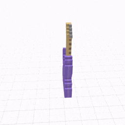 a 3d model of a purple electric guitar with a wooden neck
