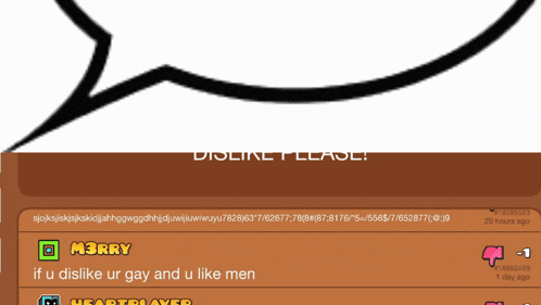 a cartoon speech bubble with the words dislike please on it