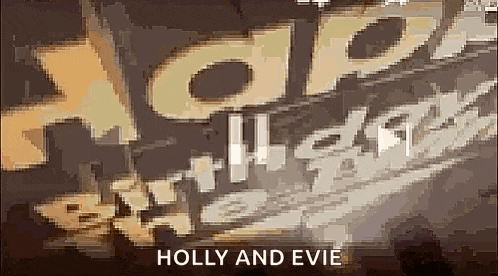 a blurry picture of a sign that says holly and evie on it .