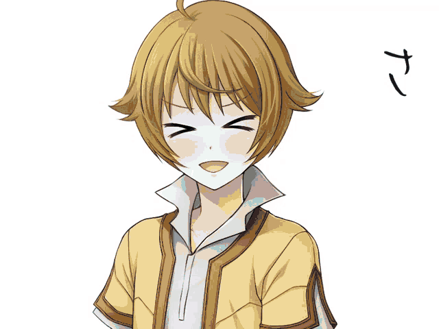 a drawing of a boy with his eyes closed and a blue background with white circles