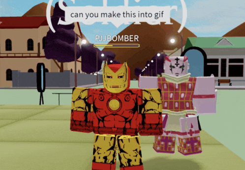 a cartoon character named pjbomber is standing next to another character in a video game