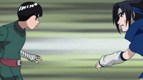 two anime characters are standing next to each other and one of them has the word ' imingi ' on his head