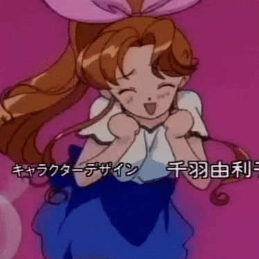a cartoon girl with a bow on her head is smiling with chinese writing behind her