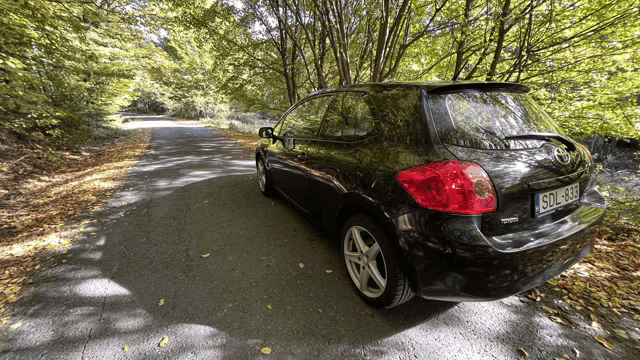 a black car with a license plate that says sdl-933