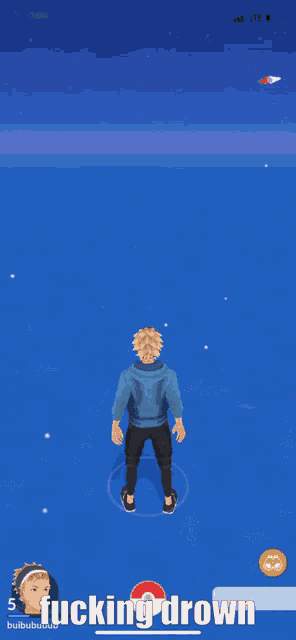 a screenshot of a video game with the words fucking drown on the bottom