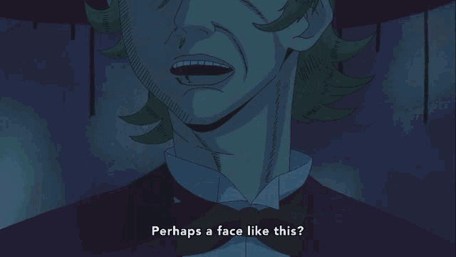 a cartoon of a man with the words perhaps a face like this