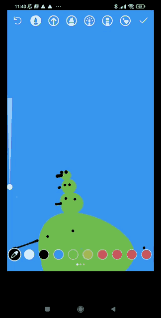a phone screen shows a cartoon drawing of a green cactus