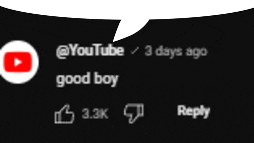 a speech bubble on a black background that says " good boy "