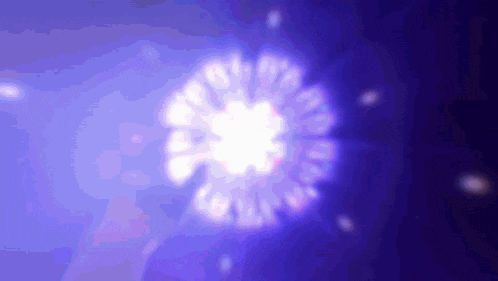a purple background with a white circle in the center