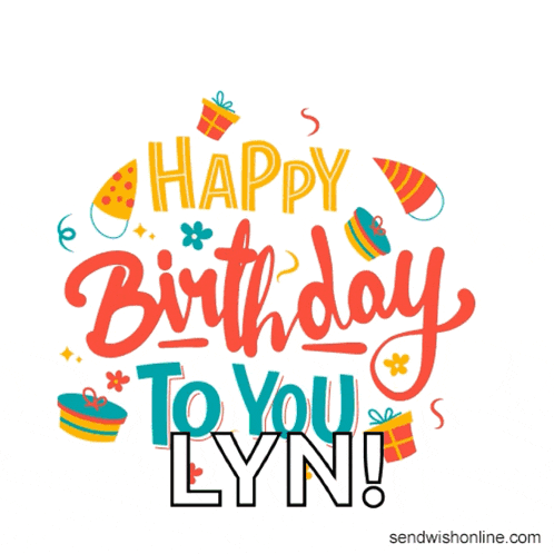 a happy birthday to you lyn card with gifts and confetti