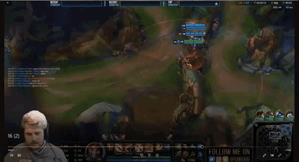 a man playing a video game with the words follow me on at the bottom of the screen