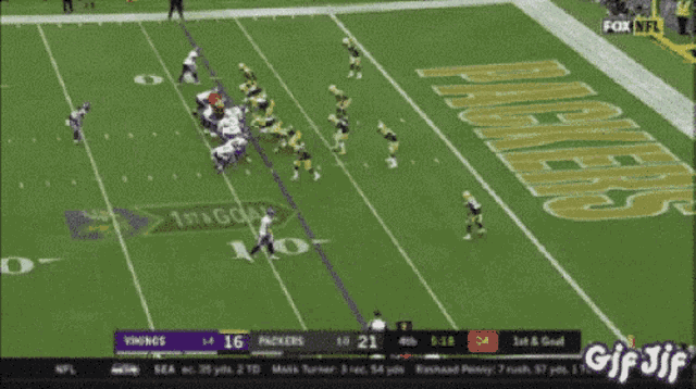 a football game between the vikings and the packers is being shown on fox nfl
