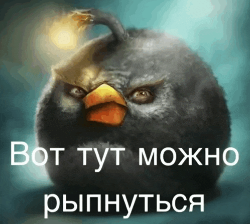 a picture of an angry bird with a bomb on its head and the words bot tut moxho ryippnycsa