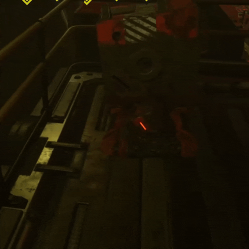 a glowing red object is sitting on a table