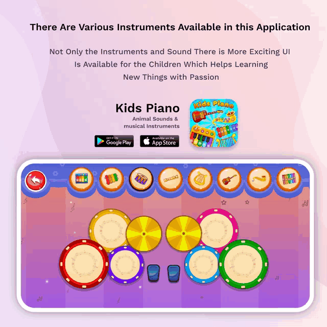 a screenshot of a kids piano app