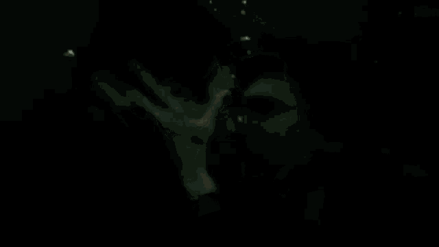 a man and woman are kissing underwater in the dark .