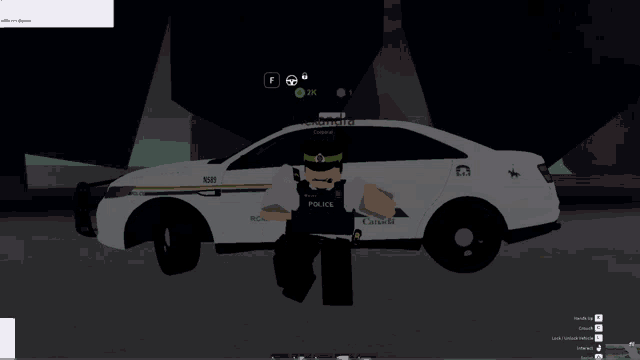 a canadian police car with a person standing in front of it