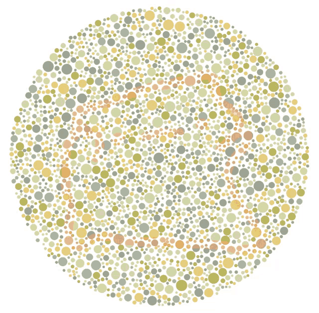 a circle of dots of different sizes and colors on a white background