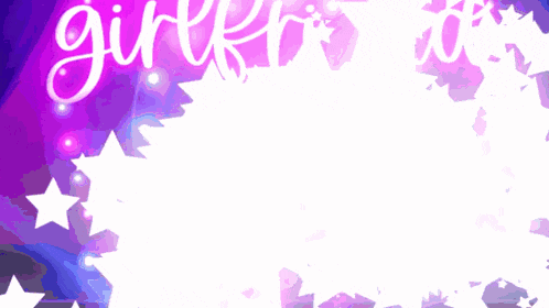 a cartoon drawing of a girl and a boy with the word girlfriend written in neon
