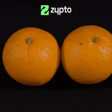 two oranges are being measured by a tape measure and the words nice zyps are written in green