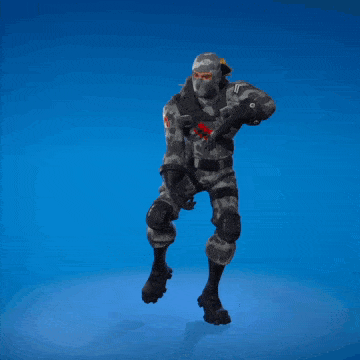 a man in a military uniform is dancing on a blue surface
