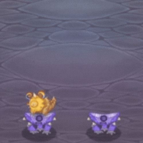 a cartoon of a purple robot and a yellow robot