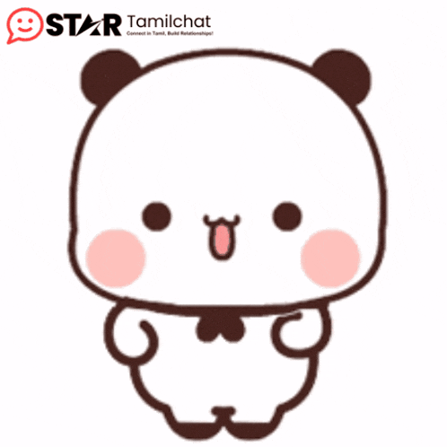 a cartoon of a panda bear with a star tamilchat logo