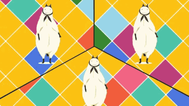 a cartoon cat is standing in a corner of a room