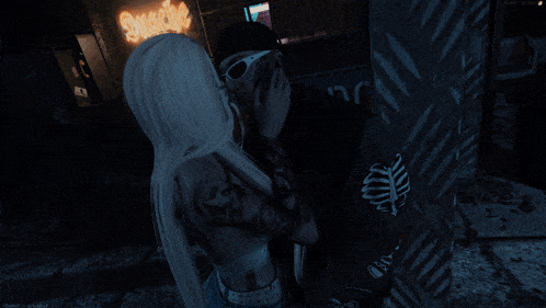 a man and woman are kissing in front of a neon sign that says sweetie