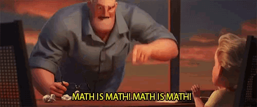 a cartoon character says math is math in front of a computer monitor