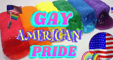 a poster that says gay american pride with rainbow colored candy