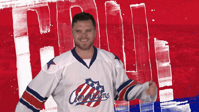 a man wearing a jersey that says " americans " on it