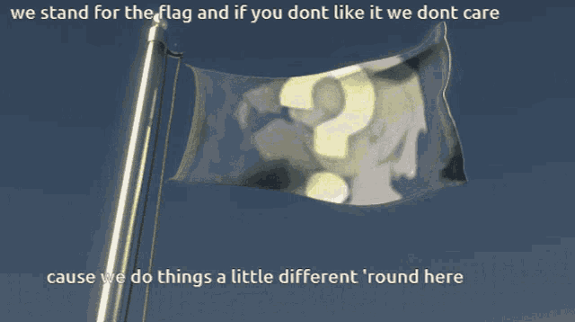 a flag that has a question mark on it