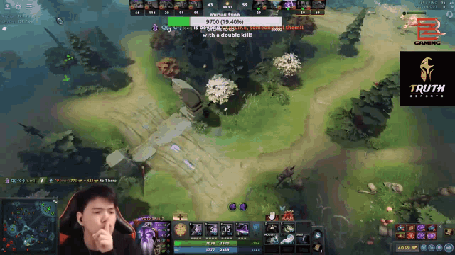a man playing a video game with a truth logo on the bottom right