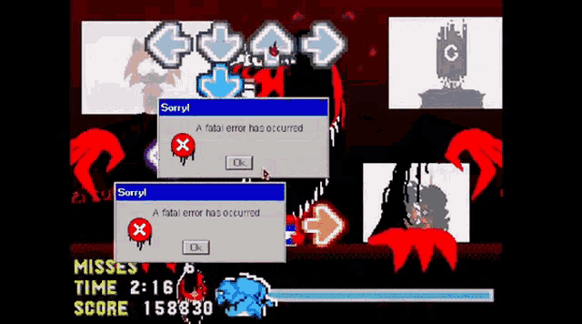 a computer screen shows a fatal error that has occurred