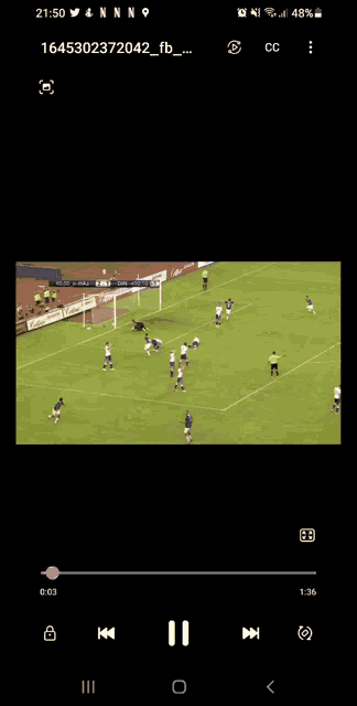 a soccer game is being played on a phone