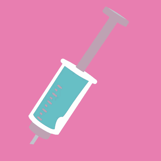 an illustration of a syringe with a blue liquid inside