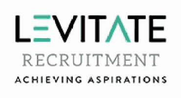 a logo for levitate recruitment is shown on a white background
