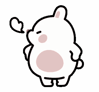 a cartoon rabbit with a pink circle on its belly is standing on its hind legs and looking angry .