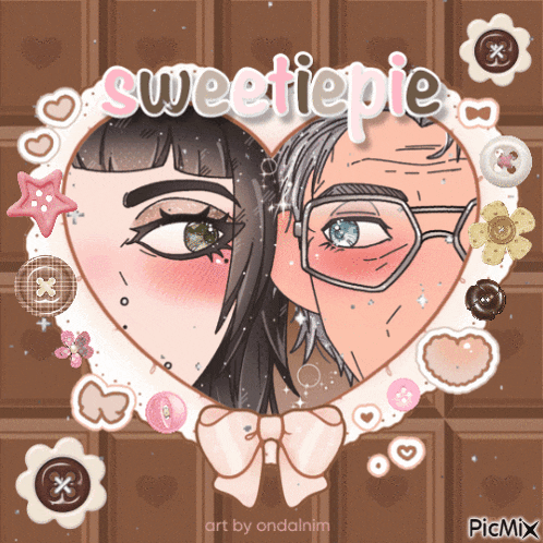 a picture of a man and a woman in a heart with the words sweetiepie on it