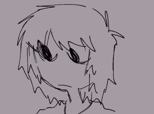 a black and white drawing of a person 's face with the letters t and w visible