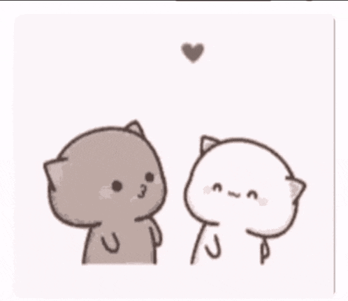 two cartoon cats are standing next to each other with the words thank you for looking after me xxx