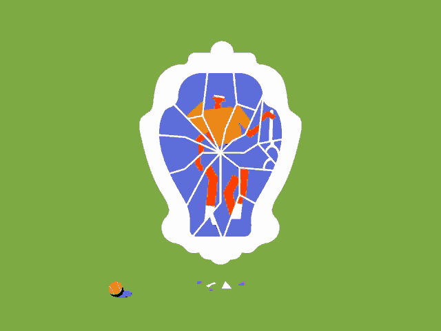 a cartoon illustration of a broken mirror with a red hand reaching out towards it