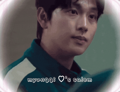 a picture of a man with the words myunggi 's salem written below him