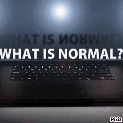 a laptop with the words " what is normal " on it