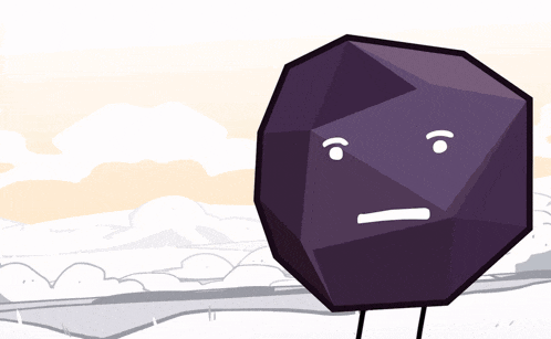 a cartoon of a purple object with a basketball in its mouth