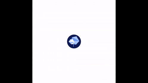 a white background with a blue circle with a paper airplane in it