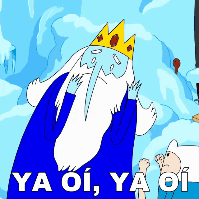 a cartoon of ice king with the words ya oi , ya oi