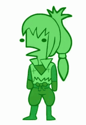 a cartoon drawing of a green ninja with a crown on his head .