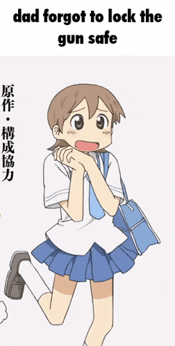 a picture of a girl with the words dad forgot to lock the gun safe above her